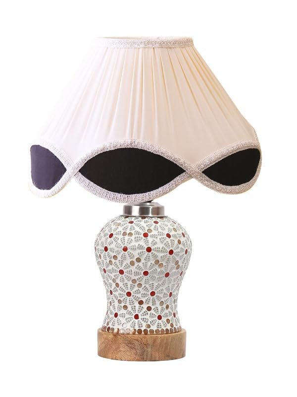 Multicolor Table Lamp | Artistic Mosaic Glass with Sturdy Wood Base | Decorative Ambient Light for Home D�cor | Perfect Blend of Modern & Traditional Style - Model DG373