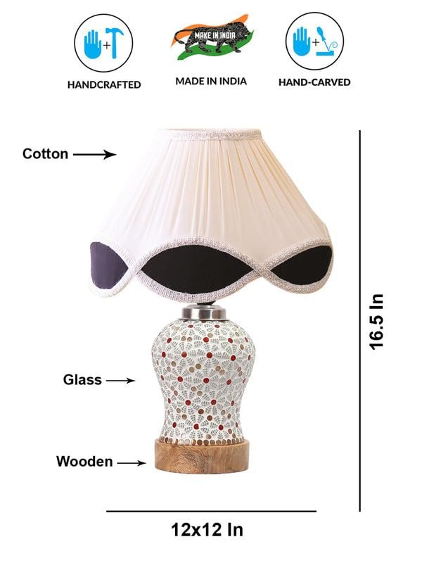 Multicolor Table Lamp | Artistic Mosaic Glass with Sturdy Wood Base | Decorative Ambient Light for Home D�cor | Perfect Blend of Modern & Traditional Style - Model DG373