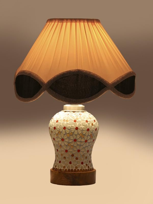 Multicolor Table Lamp | Artistic Mosaic Glass with Sturdy Wood Base | Decorative Ambient Light for Home D�cor | Perfect Blend of Modern & Traditional Style - Model DG373
