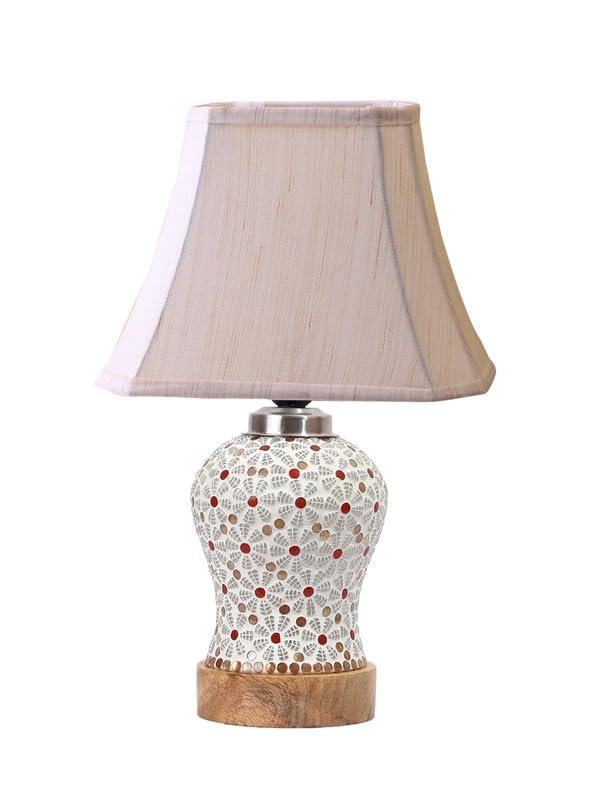 Multicolor Table Lamp | Artistic Mosaic Glass with Sturdy Wood Base | Decorative Ambient Light for Home D�cor | Perfect Blend of Modern & Traditional Style - Model DG374