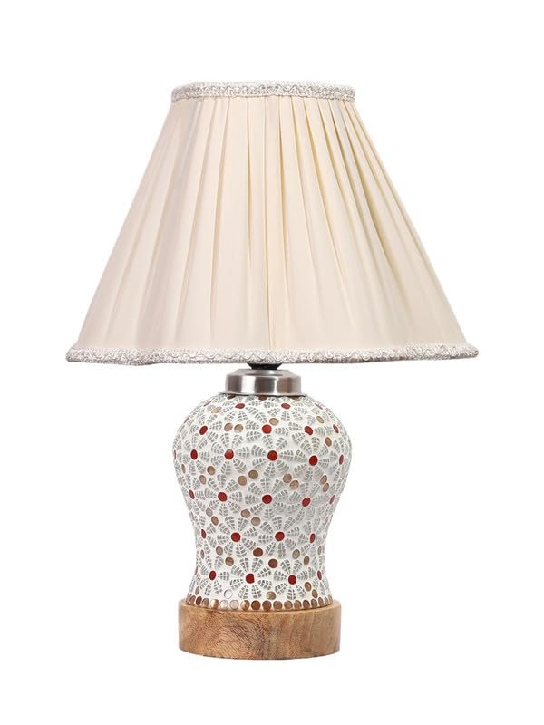 Multicolor Table Lamp | Artistic Mosaic Glass with Sturdy Wood Base | Decorative Ambient Light for Home D�cor | Perfect Blend of Modern & Traditional Style - Model DG375