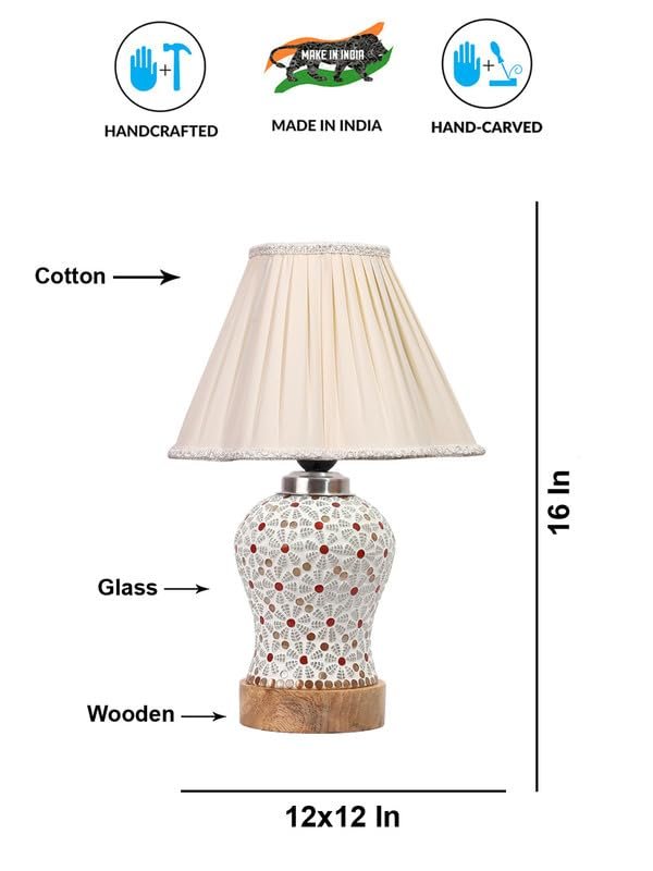 Multicolor Table Lamp | Artistic Mosaic Glass with Sturdy Wood Base | Decorative Ambient Light for Home D�cor | Perfect Blend of Modern & Traditional Style - Model DG375