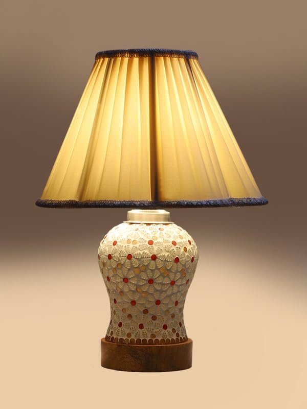 Multicolor Table Lamp | Artistic Mosaic Glass with Sturdy Wood Base | Decorative Ambient Light for Home D�cor | Perfect Blend of Modern & Traditional Style - Model DG375