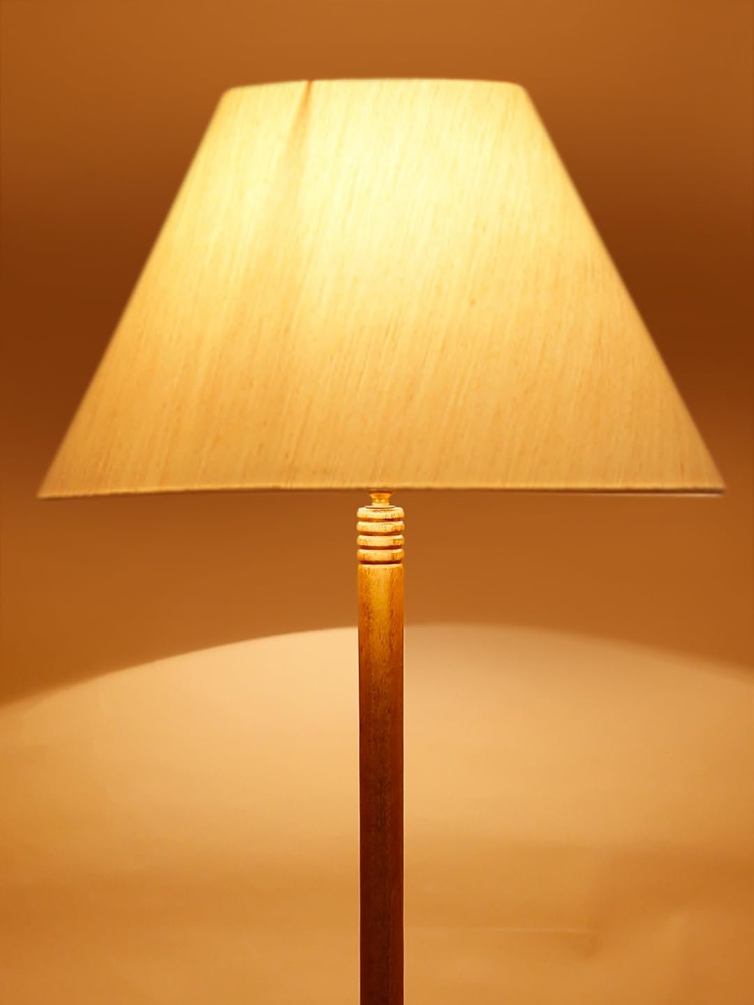Off-White Cotton Conical Wooden Floor Lamp -20(14x55.75inches) -Tripod Natural