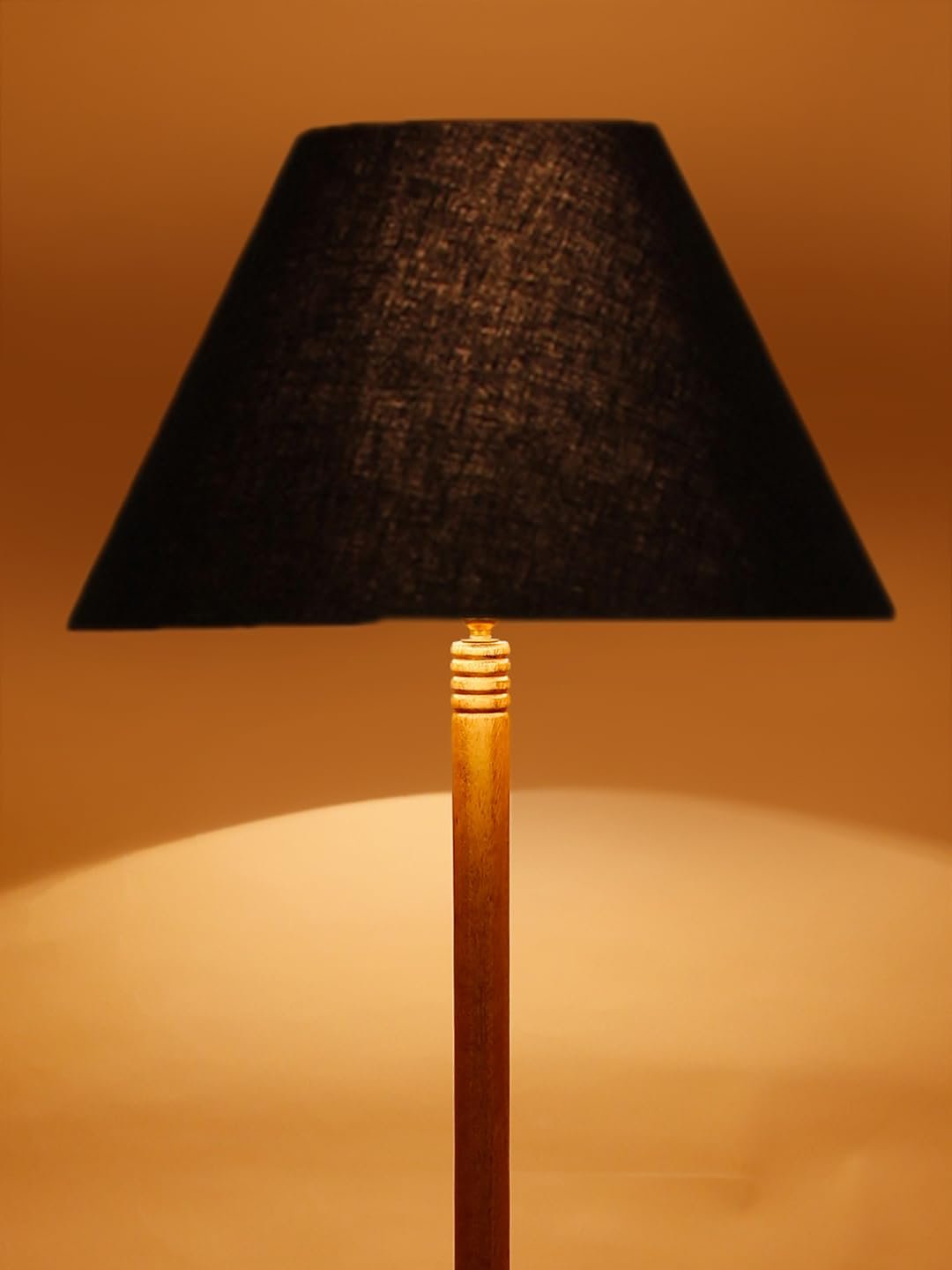 Black Cotton Conical Wooden Floor Lamp -21 (14x55.75inches) -Tripod Natural