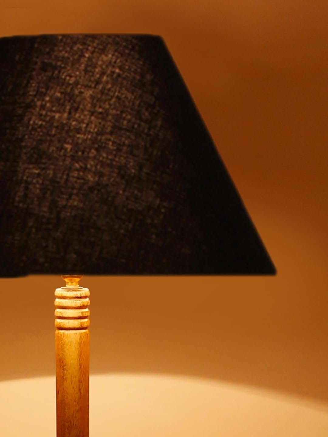 Black Cotton Conical Wooden Floor Lamp -21 (14x55.75inches) -Tripod Natural