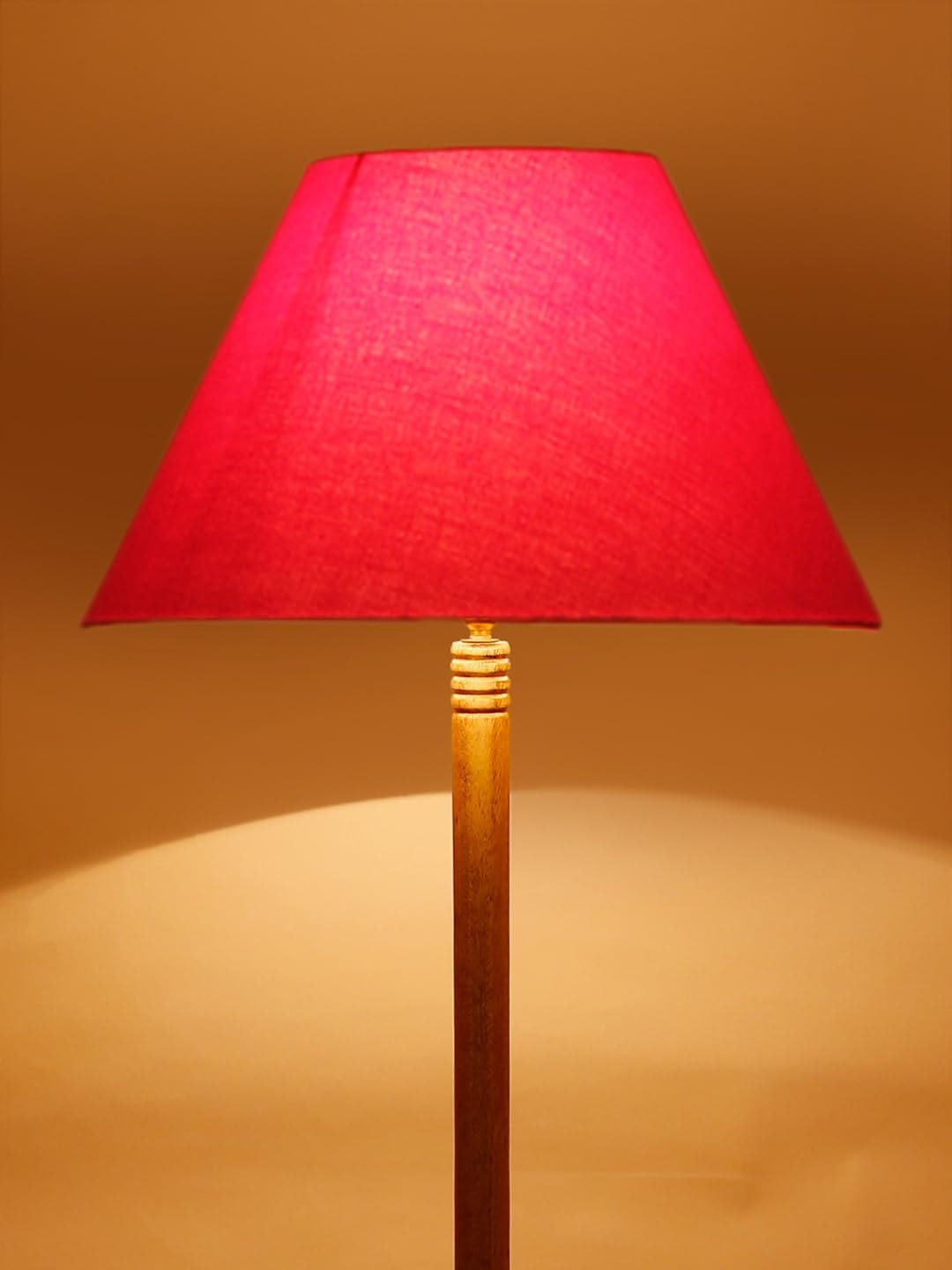 Red Cotton Conical Wooden Floor Lamp -22-(14x55.75inches) -Tripod Natural