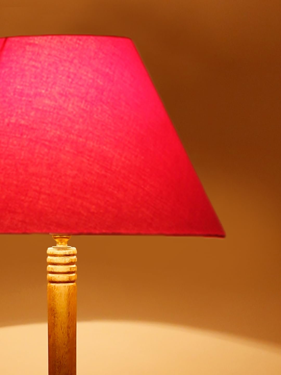 Red Cotton Conical Wooden Floor Lamp -22-(14x55.75inches) -Tripod Natural