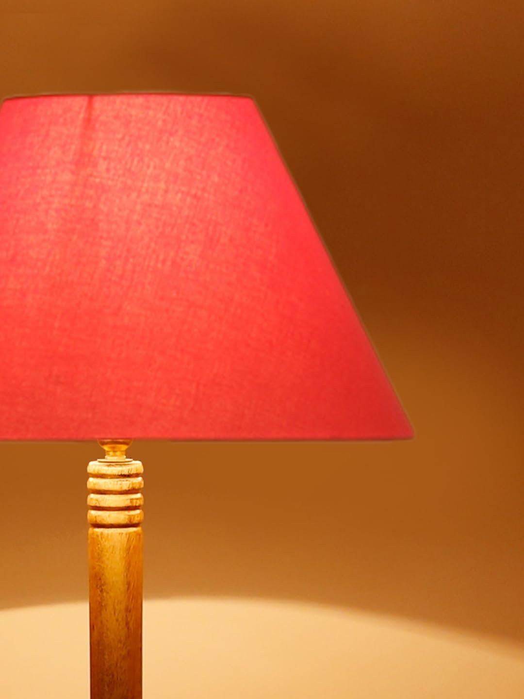 Orange Cotton Conical Wooden Floor Lamp -23-(14x55.75inches) -Tripod Natural