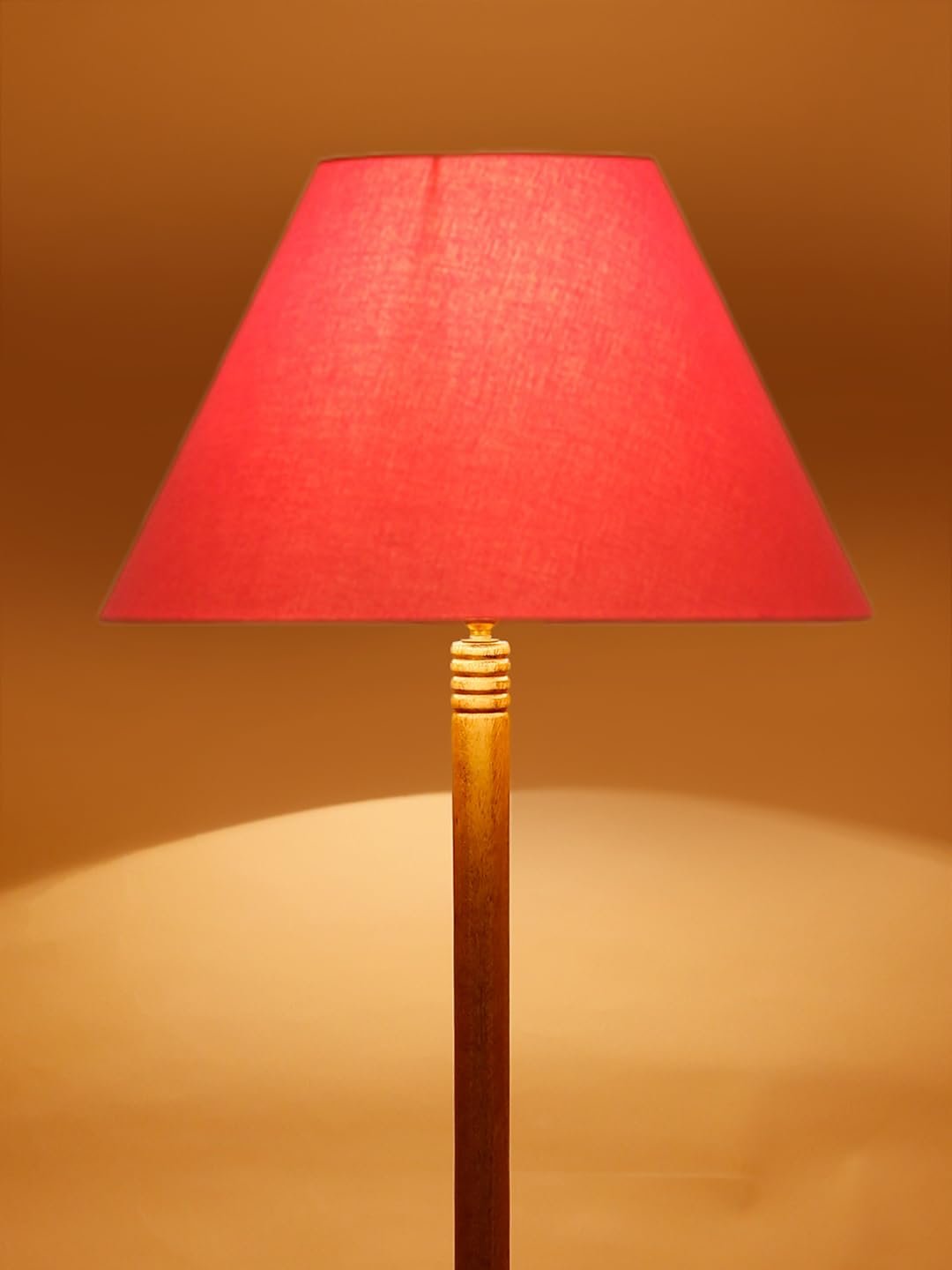 Orange Cotton Conical Wooden Floor Lamp -23-(14x55.75inches) -Tripod Natural