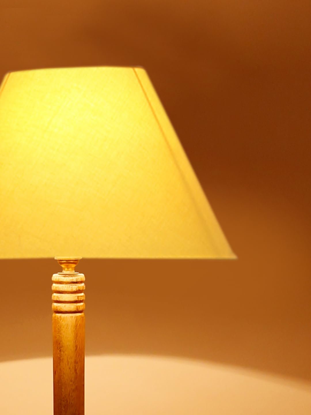 Yellow Cotton Conical Wooden Floor Lamp -24-(14x55.75inches) -Tripod Natural