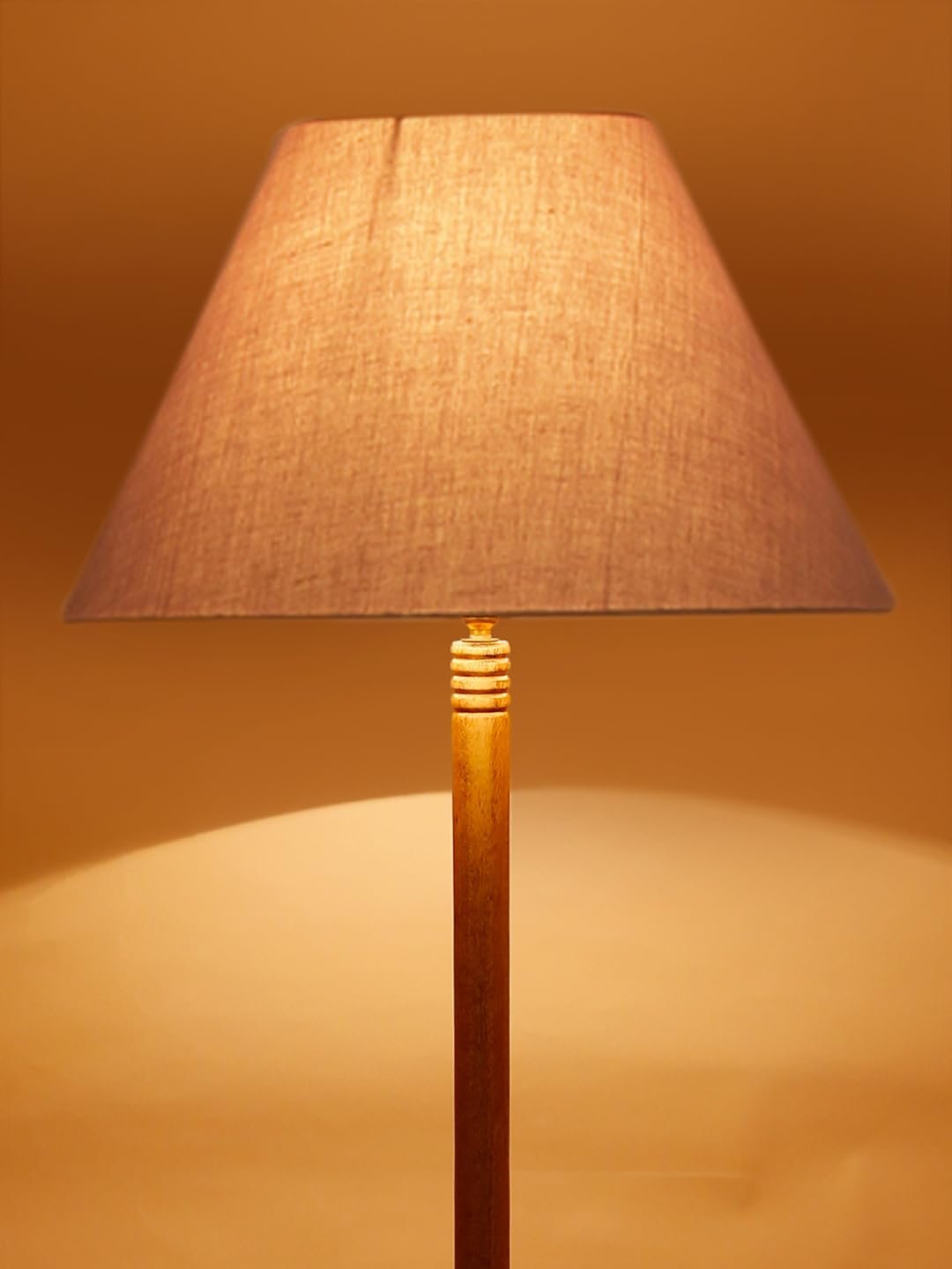 Grey Cotton Conical Wooden Floor Lamp -25-(14x55.75inches) -Tripod Natural