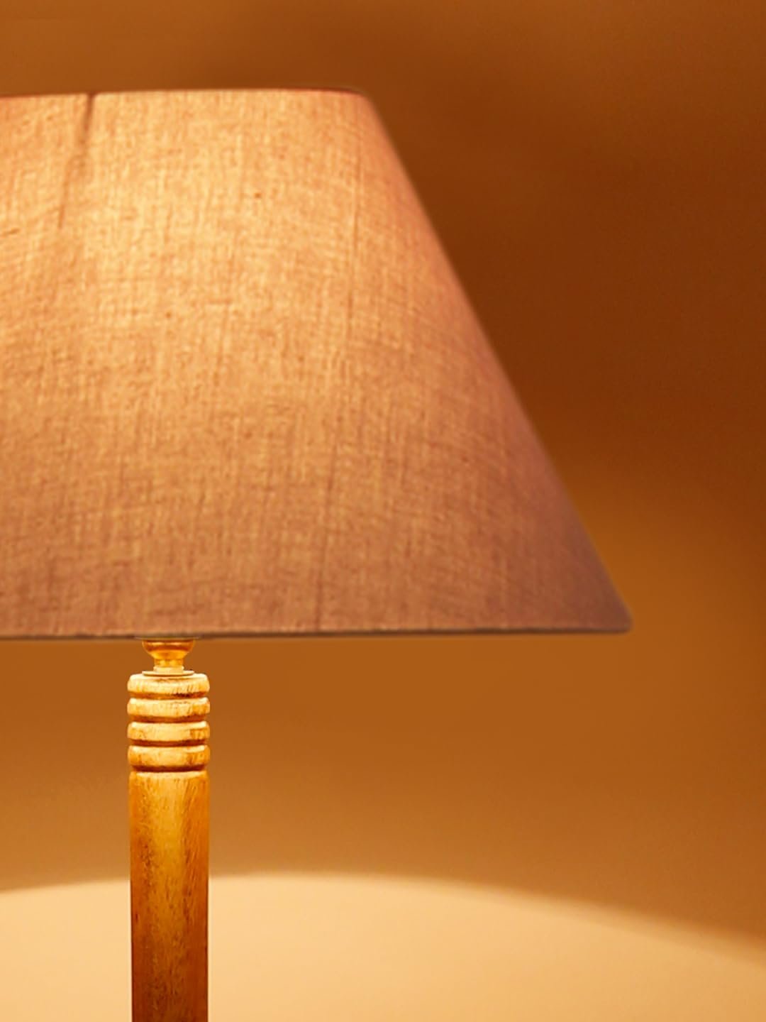 Grey Cotton Conical Wooden Floor Lamp -25-(14x55.75inches) -Tripod Natural