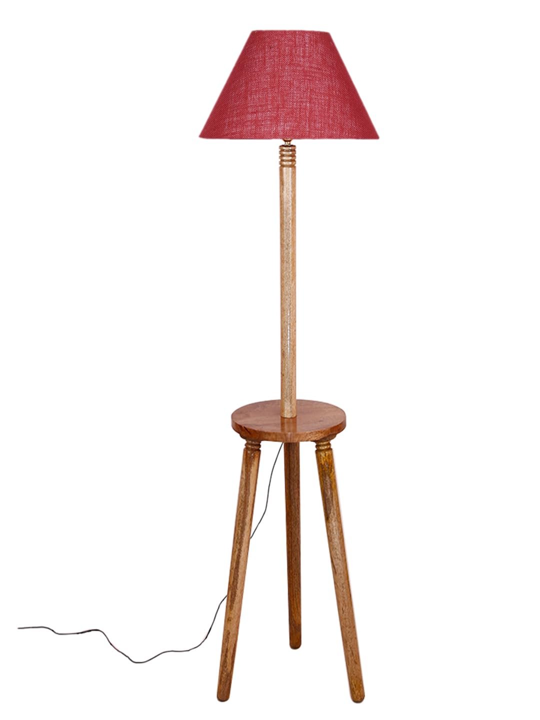Maroon Jute Conical Wooden Floor Lamp -30-(14x55.75inches) -Tripod Natural