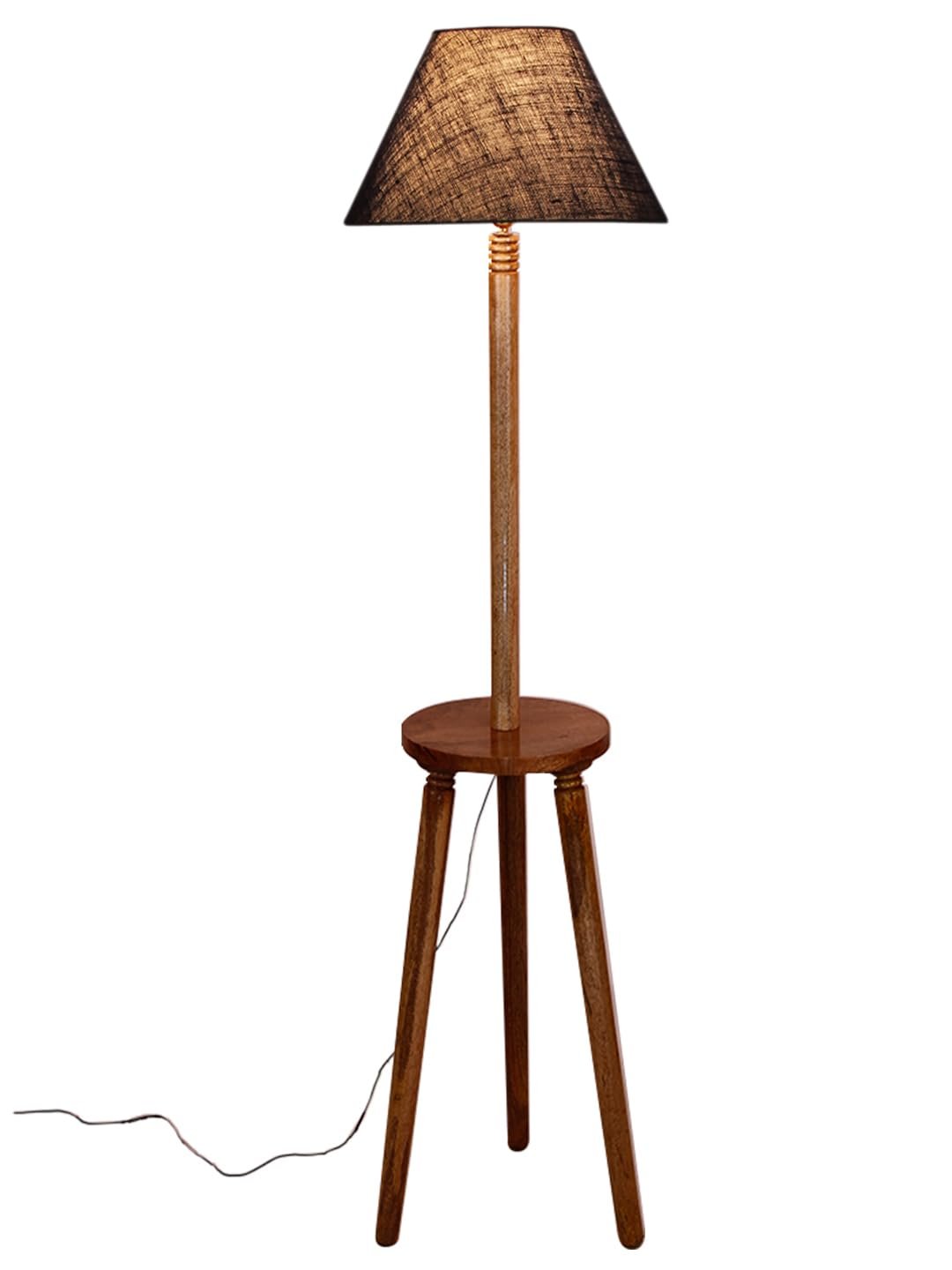 Blue Jute Wooden Floor Lamp -31-(14x55.75inches) -Tripod Natural
