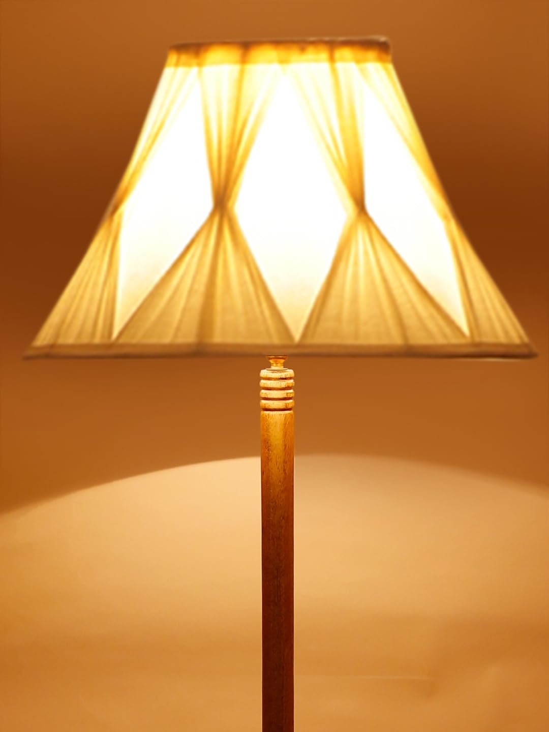 Vintage Cotton Curtain Pleated Shade Wood Floor Lamp -40(12x54.8inches)-Tripod Natural