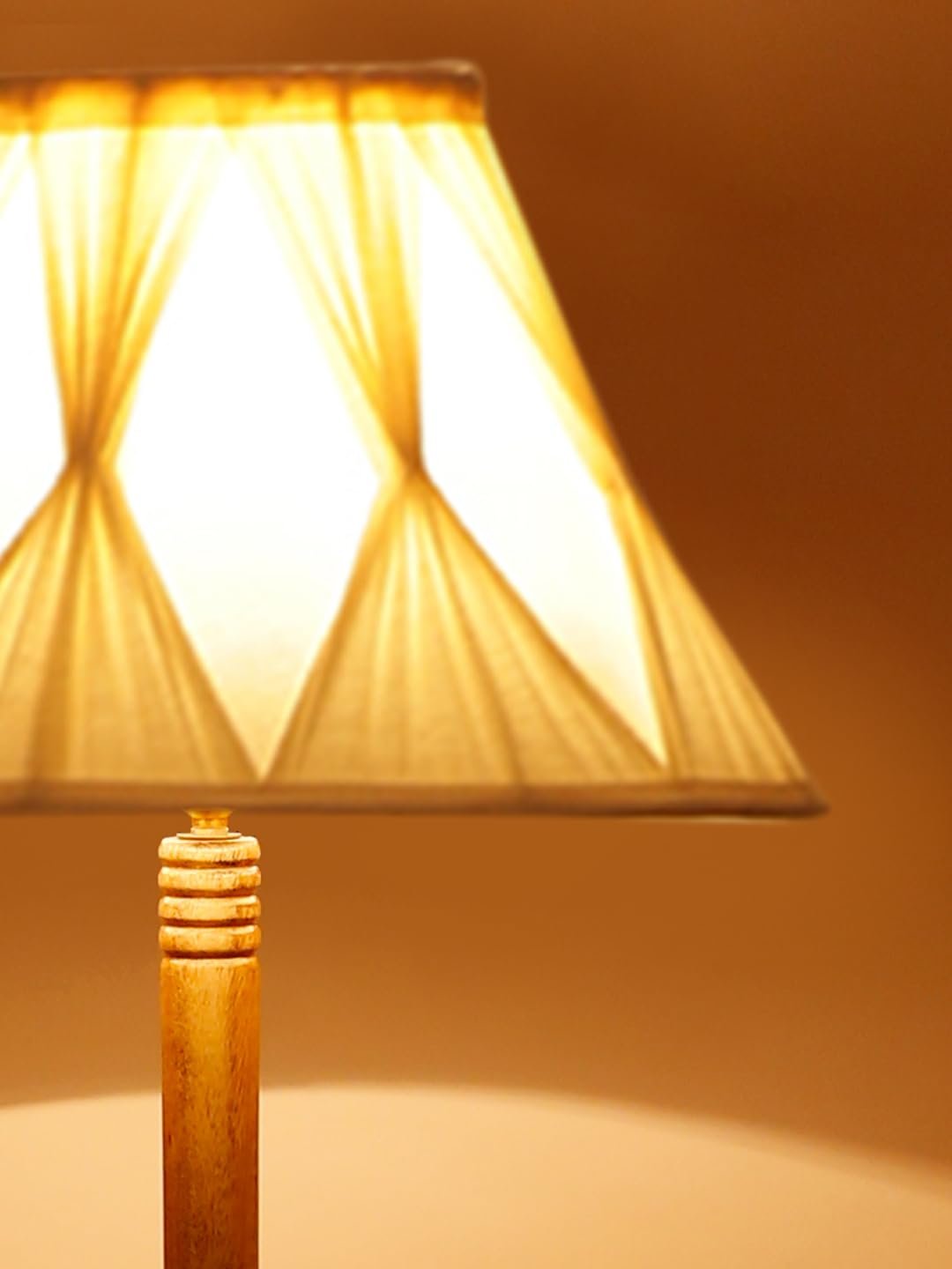 Vintage Cotton Curtain Pleated Shade Wood Floor Lamp -40(12x54.8inches)-Tripod Natural