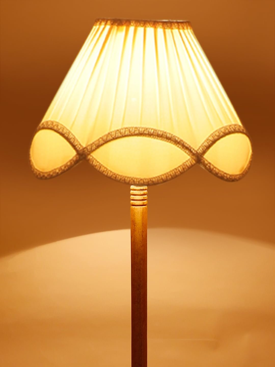 Vintage Cotton Shade Wood Floor Lamp -41-(12x54.8inches)-Tripod Natural