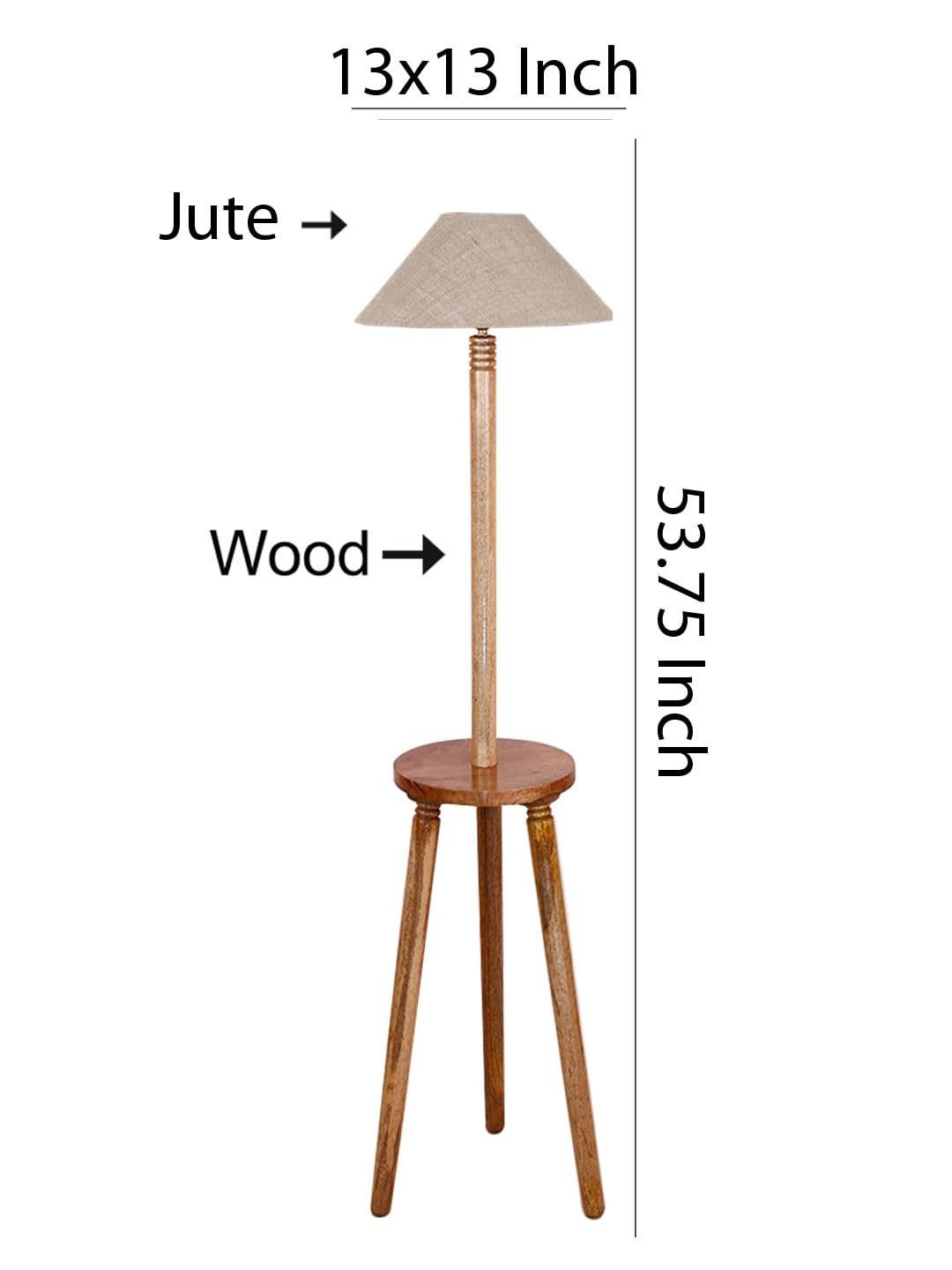 Beige Jute Coolie Floor Lamp -45-(13x53.75 Inches)-Tripod Natural