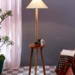 Off-White Cotton Coolie Floor Lamp -46(13×53.75inches)-Tripod Natural