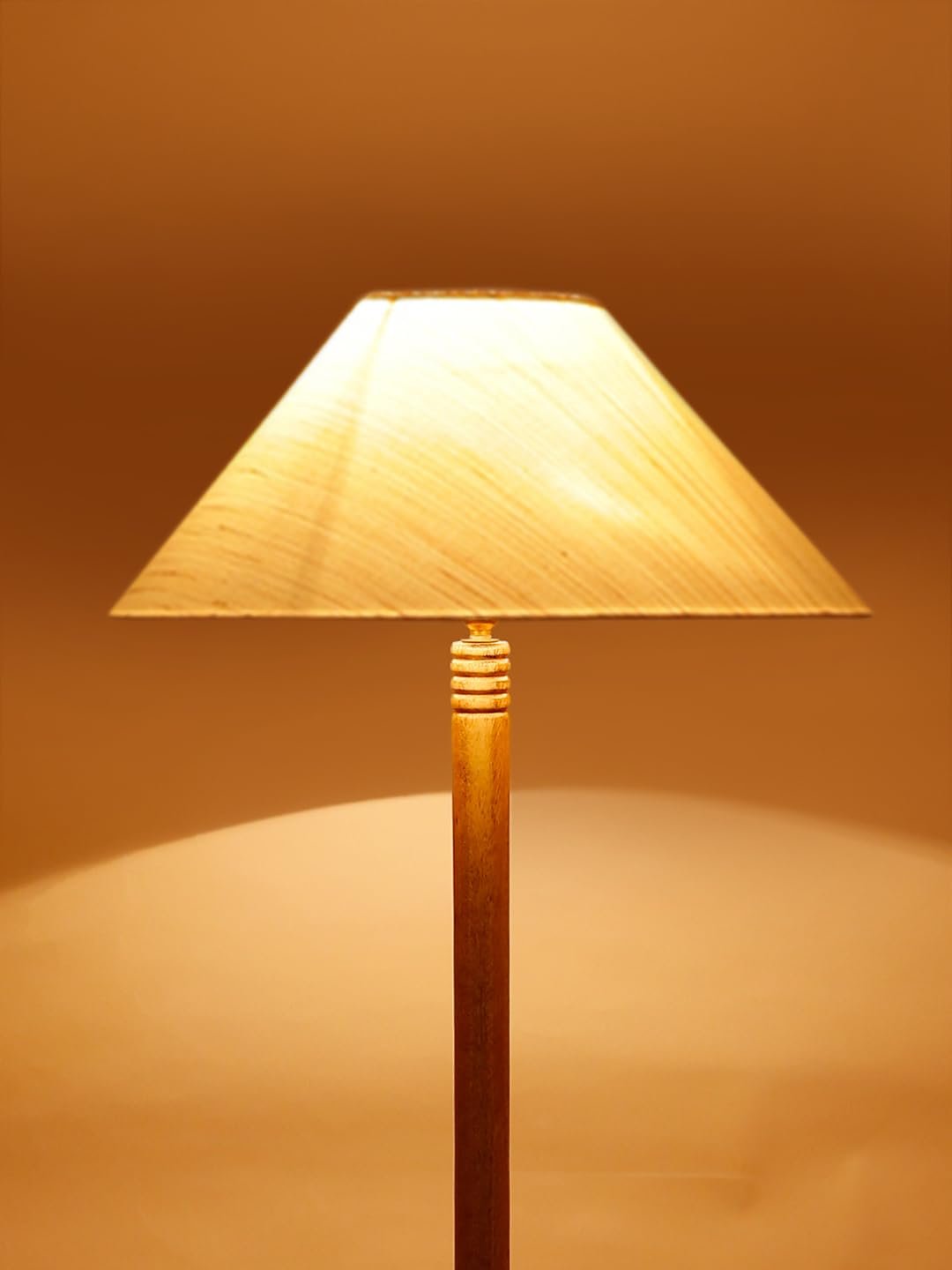 Off-White Cotton Coolie Floor Lamp -46(13x53.75inches)-Tripod Natural