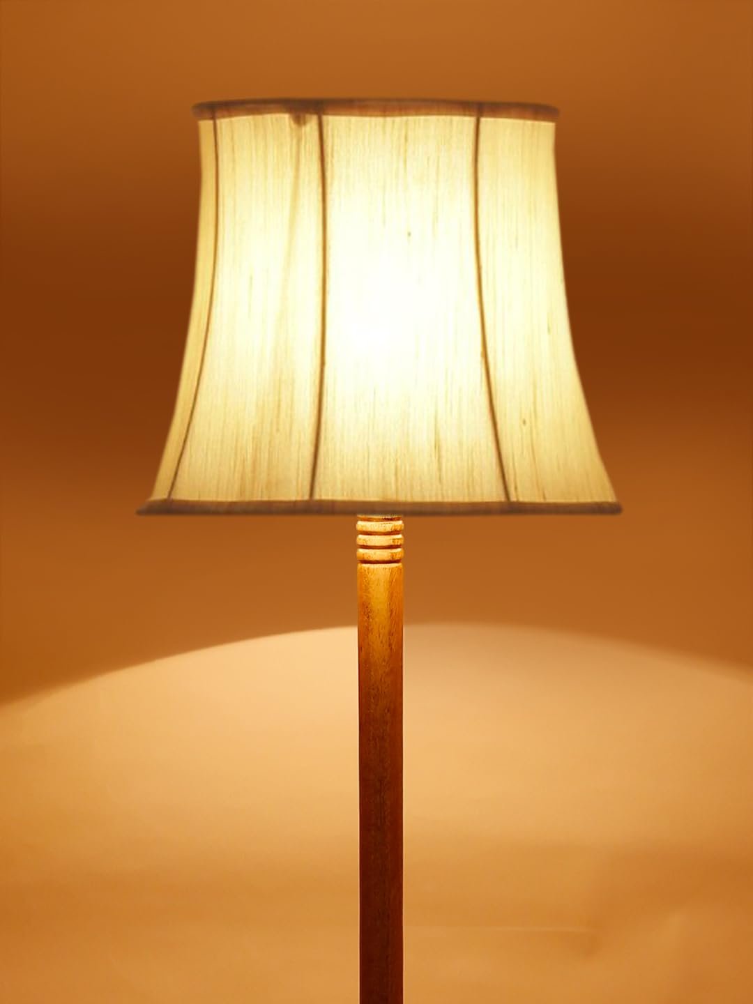 Soft Back Cotton Off-White Wooden Floor Lamp -53(12x56 Inches)-Tripod Natural