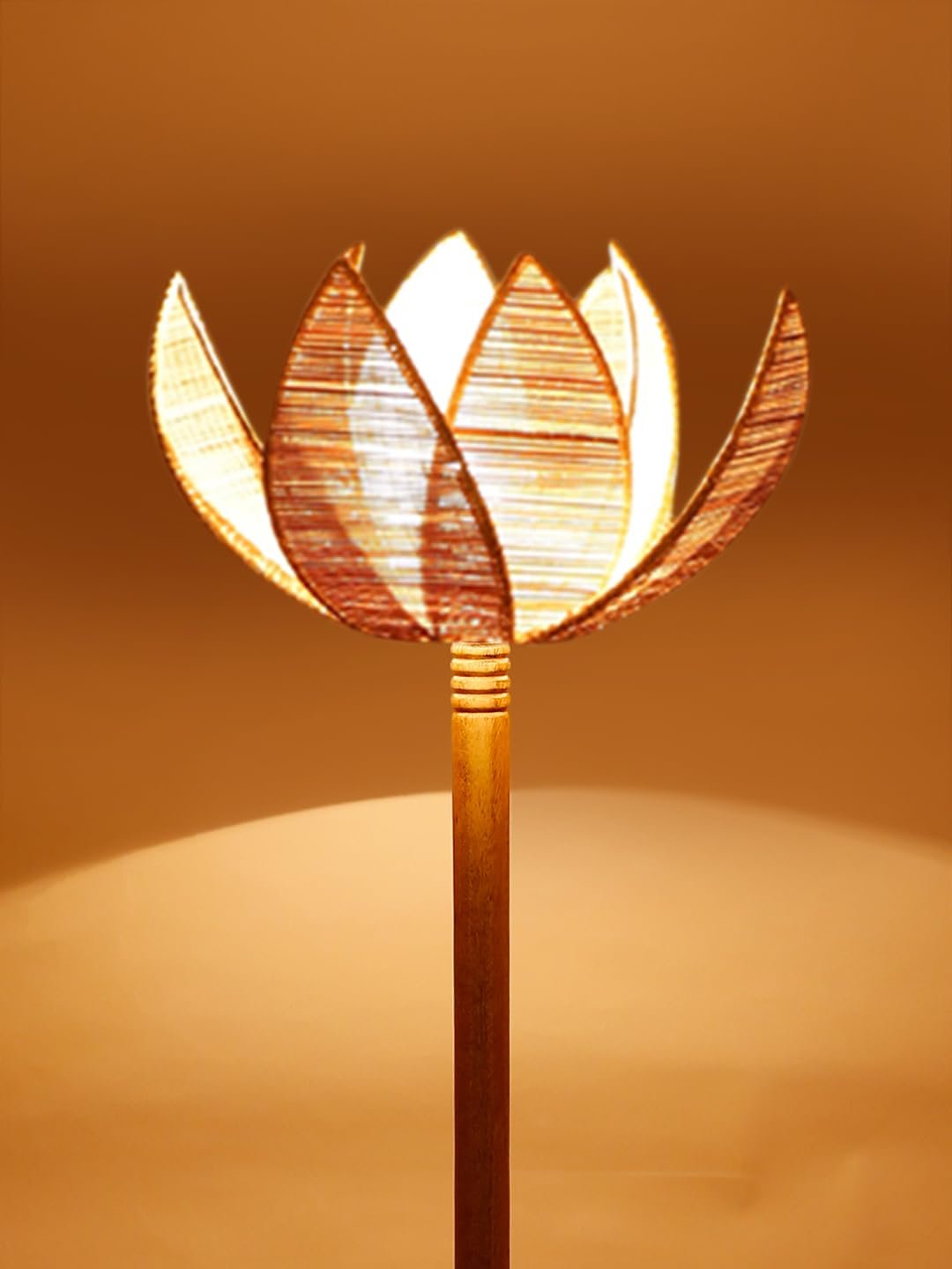 Beige Bamboo Lotus Wooden Floor lamp -54(12x56 Inches)-Tripod Natural