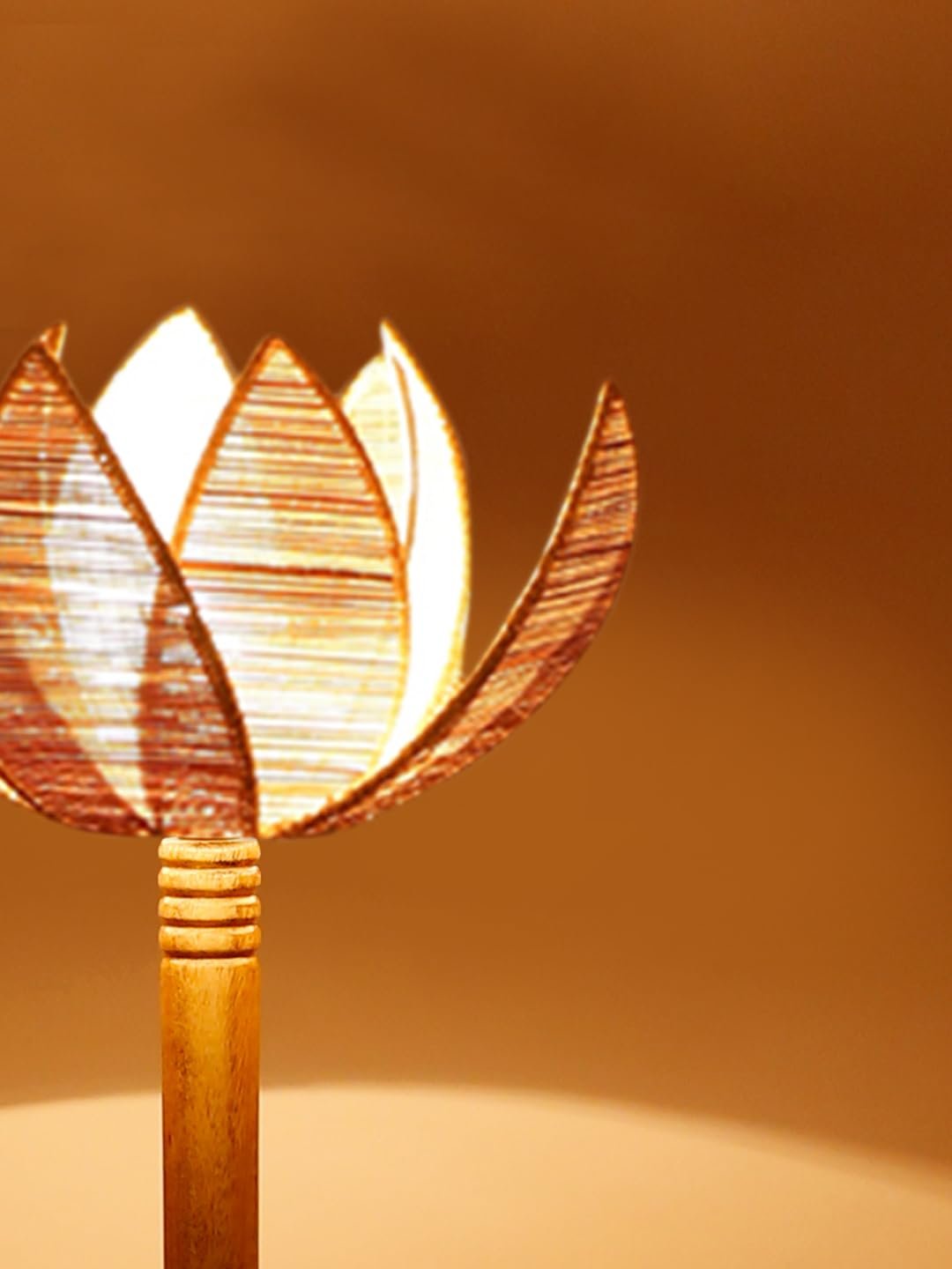 Beige Bamboo Lotus Wooden Floor lamp -54(12x56 Inches)-Tripod Natural