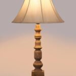 Off White- Platinum Shade Cotton Table Lamp with Wooden Base – Height 22 Inches/Without Bulb | for Living Room, Bedroom Decoration, Home Decor, Gifting | Decorative Bedside & Desk Table Lamp