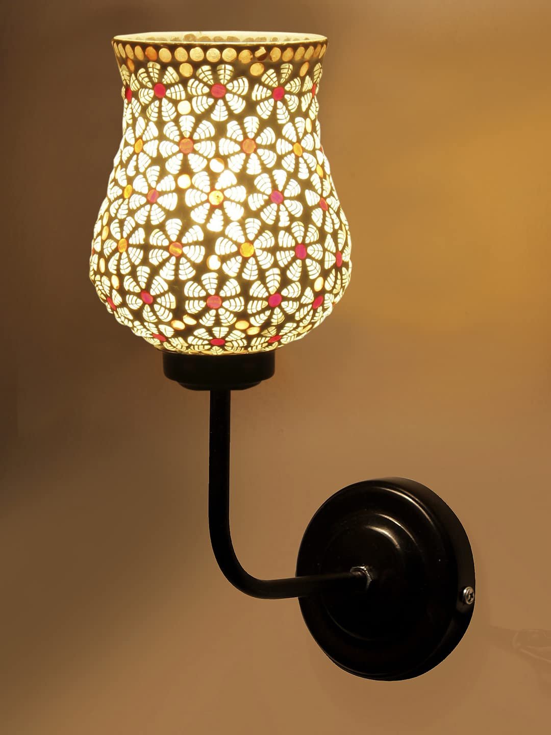 Multicolor Wall Lamp | Elegant Mosaic Glass & Wood Design | Stylish Ambient Light for Home, Office, Living Room, Bedroom, Hallway | Modern Decorative Wall Sconce - Model DGJ01