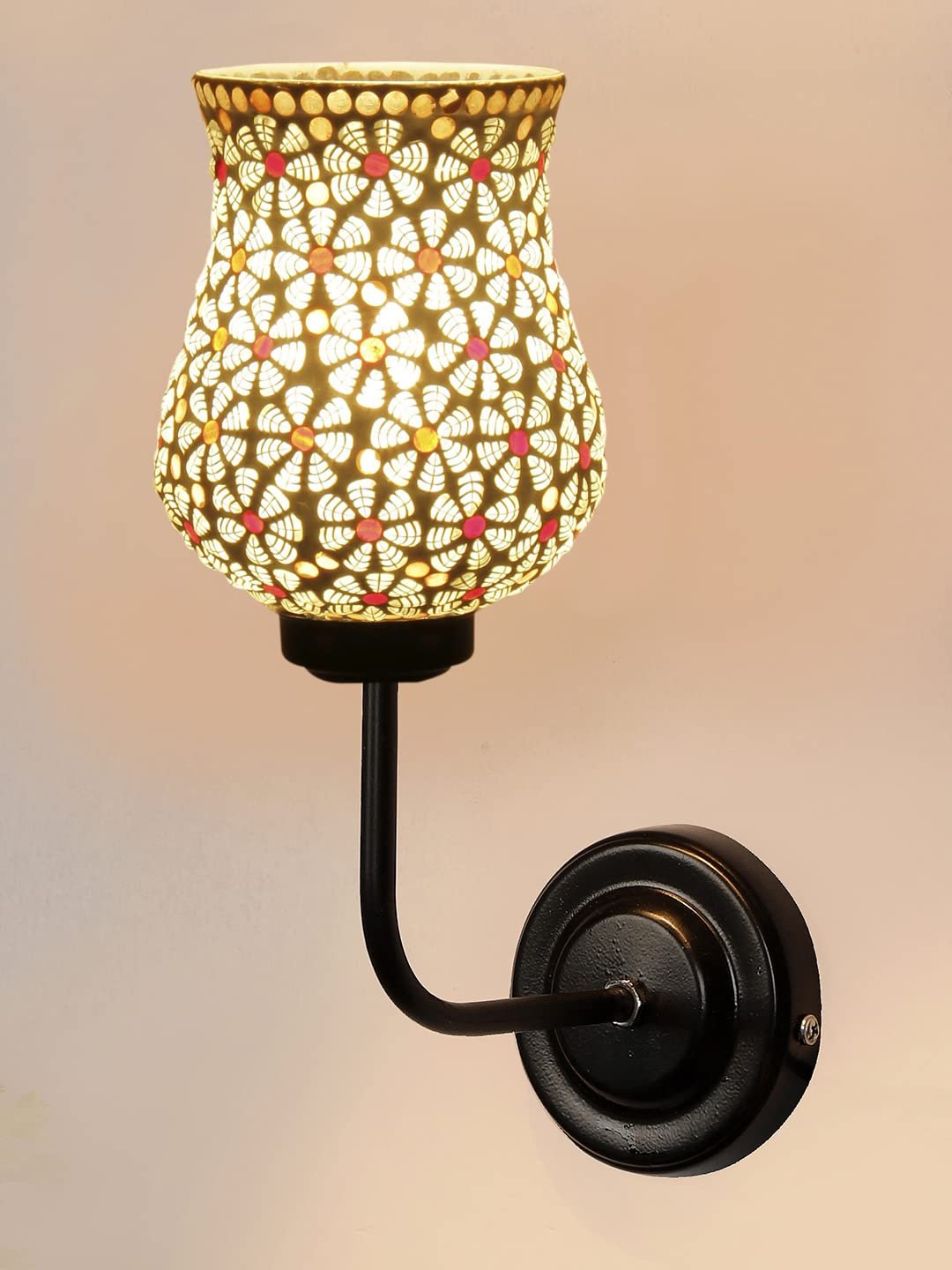 Multicolor Wall Lamp | Elegant Mosaic Glass & Wood Design | Stylish Ambient Light for Home, Office, Living Room, Bedroom, Hallway | Modern Decorative Wall Sconce - Model DGJ01