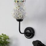 Multicolor Wall Lamp | Elegant Mosaic Glass & Wood Design | Stylish Ambient Light for Home, Office, Living Room, Bedroom, Hallway | Modern Decorative Wall Sconce – Model DGJ02