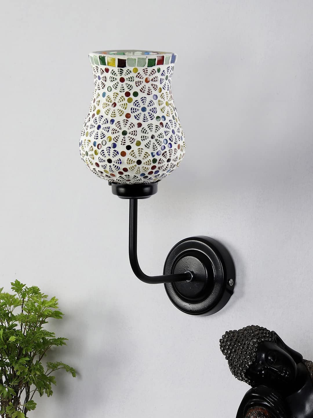Multicolor Wall Lamp | Elegant Mosaic Glass & Wood Design | Stylish Ambient Light for Home, Office, Living Room, Bedroom, Hallway | Modern Decorative Wall Sconce - Model DGJ02
