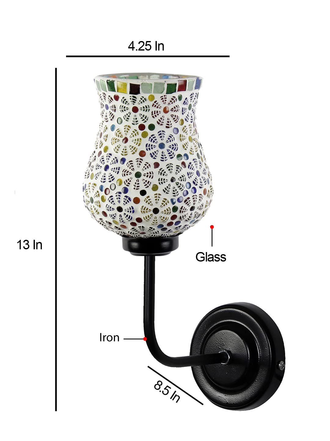 Multicolor Wall Lamp | Elegant Mosaic Glass & Wood Design | Stylish Ambient Light for Home, Office, Living Room, Bedroom, Hallway | Modern Decorative Wall Sconce - Model DGJ02