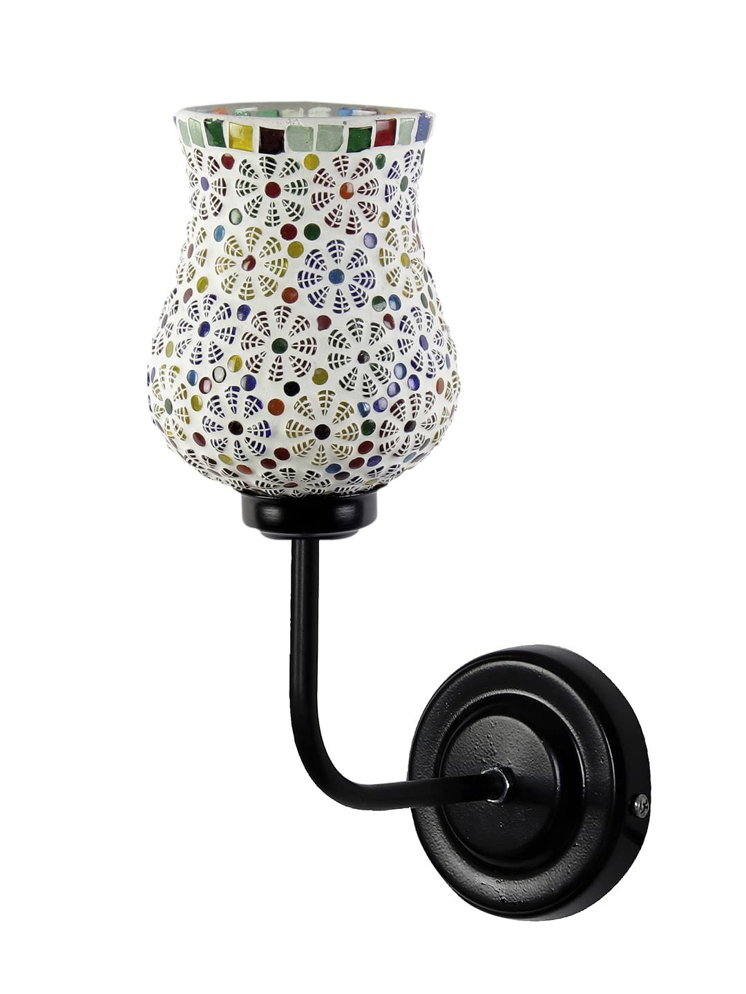 Multicolor Wall Lamp | Elegant Mosaic Glass & Wood Design | Stylish Ambient Light for Home, Office, Living Room, Bedroom, Hallway | Modern Decorative Wall Sconce - Model DGJ02