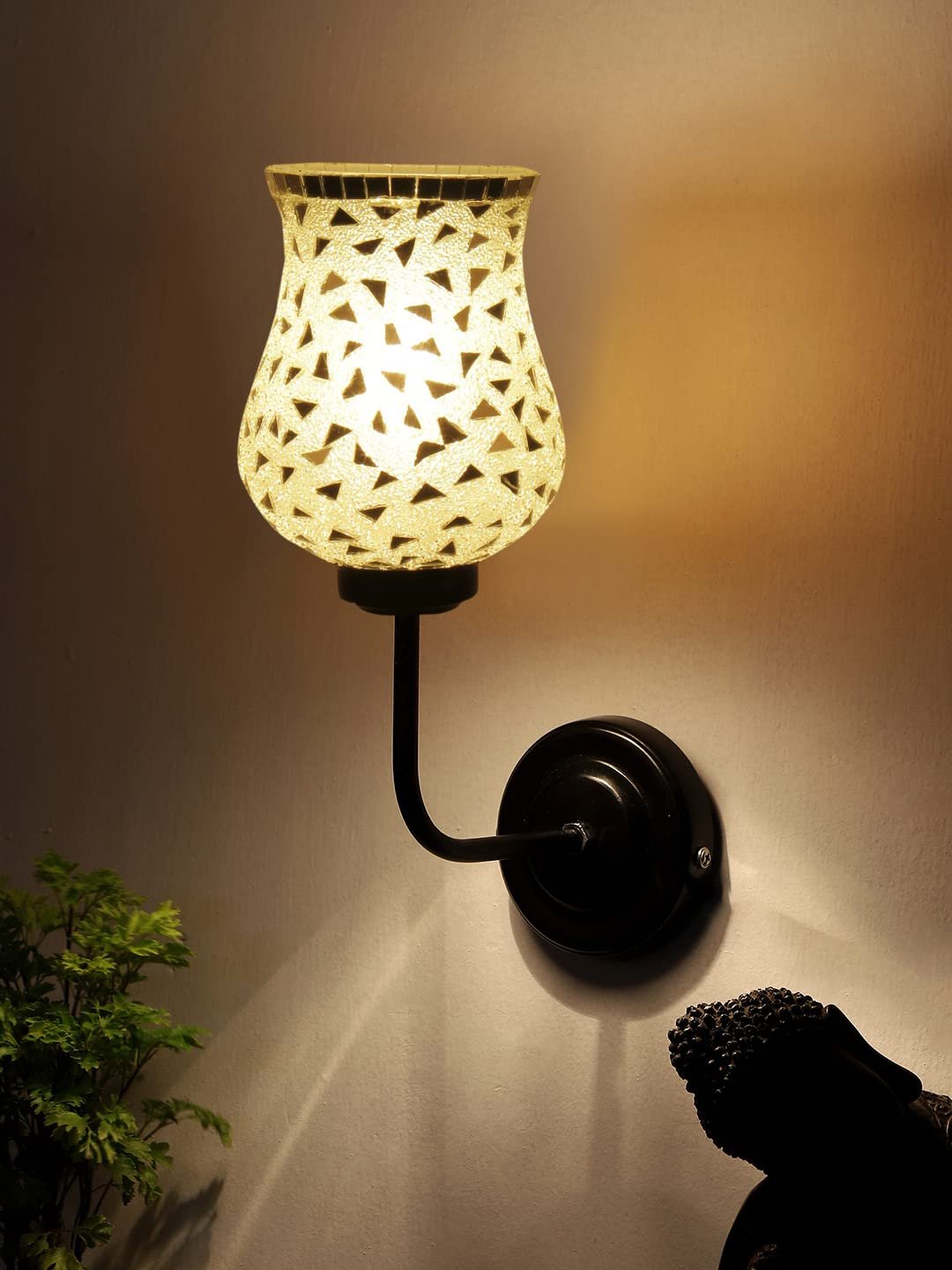 Multicolor Wall Lamp | Elegant Mosaic Glass & Wood Design | Stylish Ambient Light for Home, Office, Living Room, Bedroom, Hallway | Modern Decorative Wall Sconce - Model DGJ03