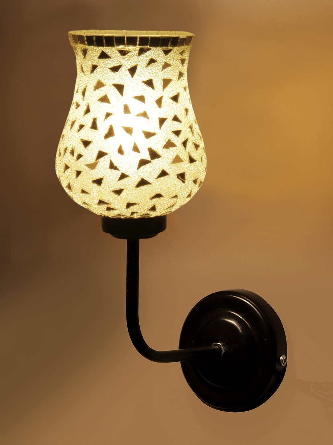 Multicolor Wall Lamp | Elegant Mosaic Glass & Wood Design | Stylish Ambient Light for Home, Office, Living Room, Bedroom, Hallway | Modern Decorative Wall Sconce - Model DGJ03