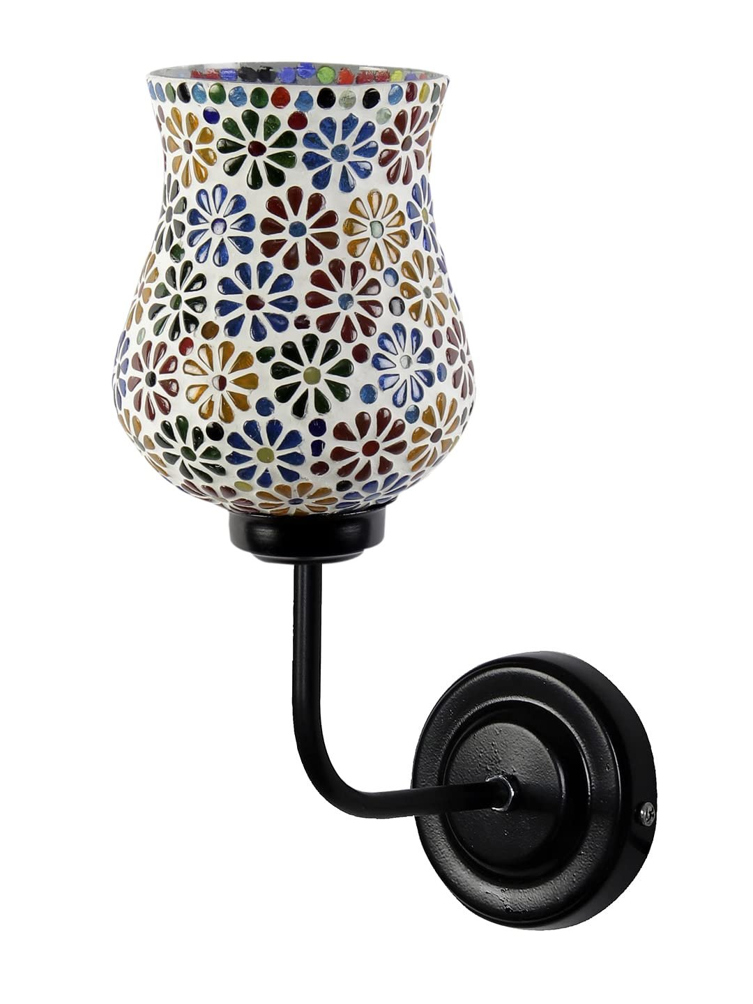 Multicolor Wall Lamp | Elegant Mosaic Glass & Wood Design | Stylish Ambient Light for Home, Office, Living Room, Bedroom, Hallway | Modern Decorative Wall Sconce - Model DGJ04