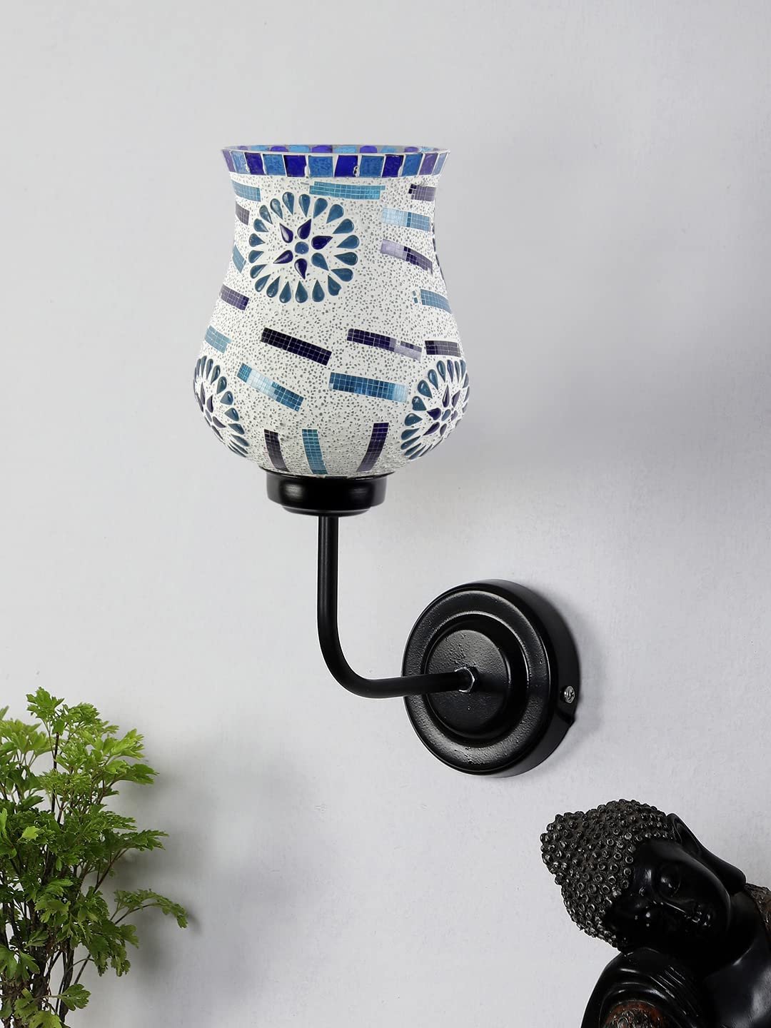 Multicolor Wall Lamp | Elegant Mosaic Glass & Wood Design | Stylish Ambient Light for Home, Office, Living Room, Bedroom, Hallway | Modern Decorative Wall Sconce - Model DGJ