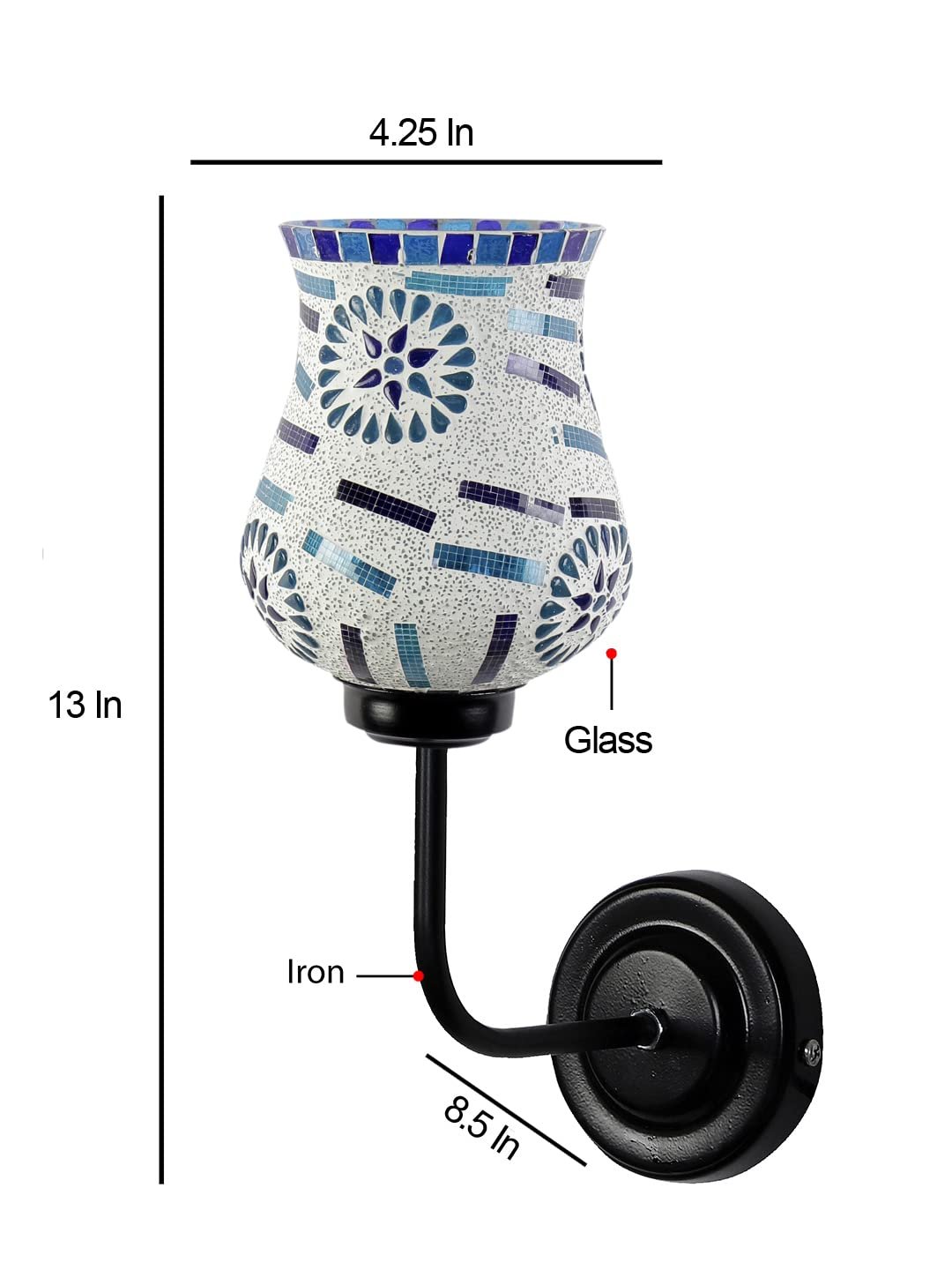 Multicolor Wall Lamp | Elegant Mosaic Glass & Wood Design | Stylish Ambient Light for Home, Office, Living Room, Bedroom, Hallway | Modern Decorative Wall Sconce - Model DGJ