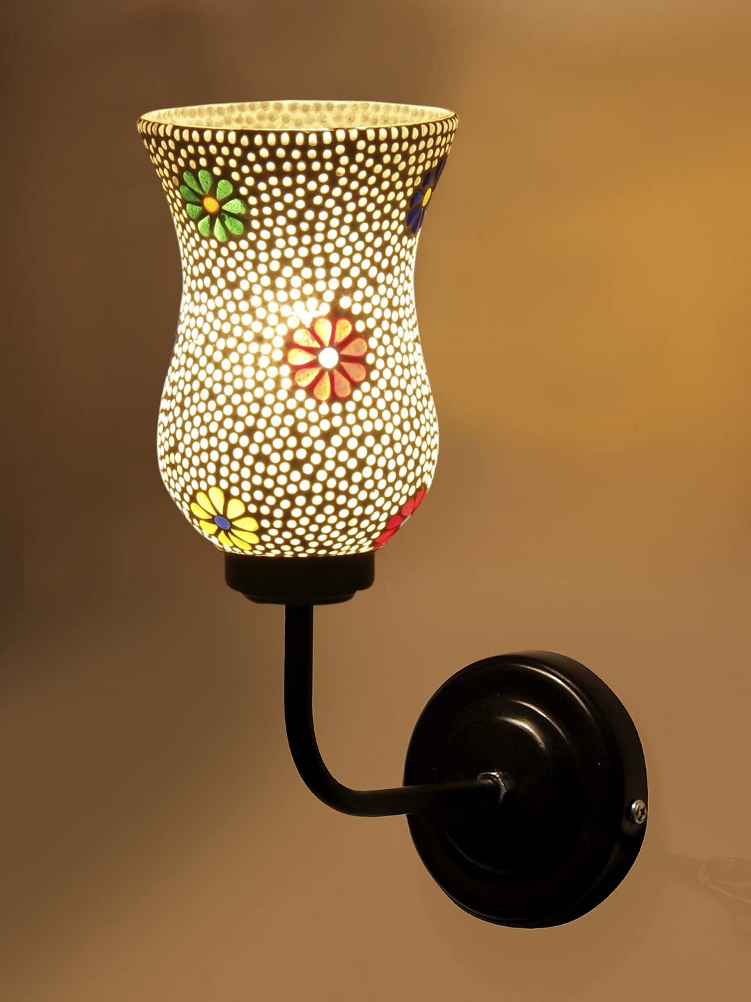 Multicolor Wall Lamp | Elegant Mosaic Glass & Wood Design | Stylish Ambient Light for Home, Office, Living Room, Bedroom, Hallway | Modern Decorative Wall Sconce - Model DGJ07