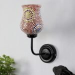 Multicolor Wall Lamp | Elegant Mosaic Glass & Wood Design | Stylish Ambient Light for Home, Office, Living Room, Bedroom, Hallway | Modern Decorative Wall Sconce – Model DGJ08