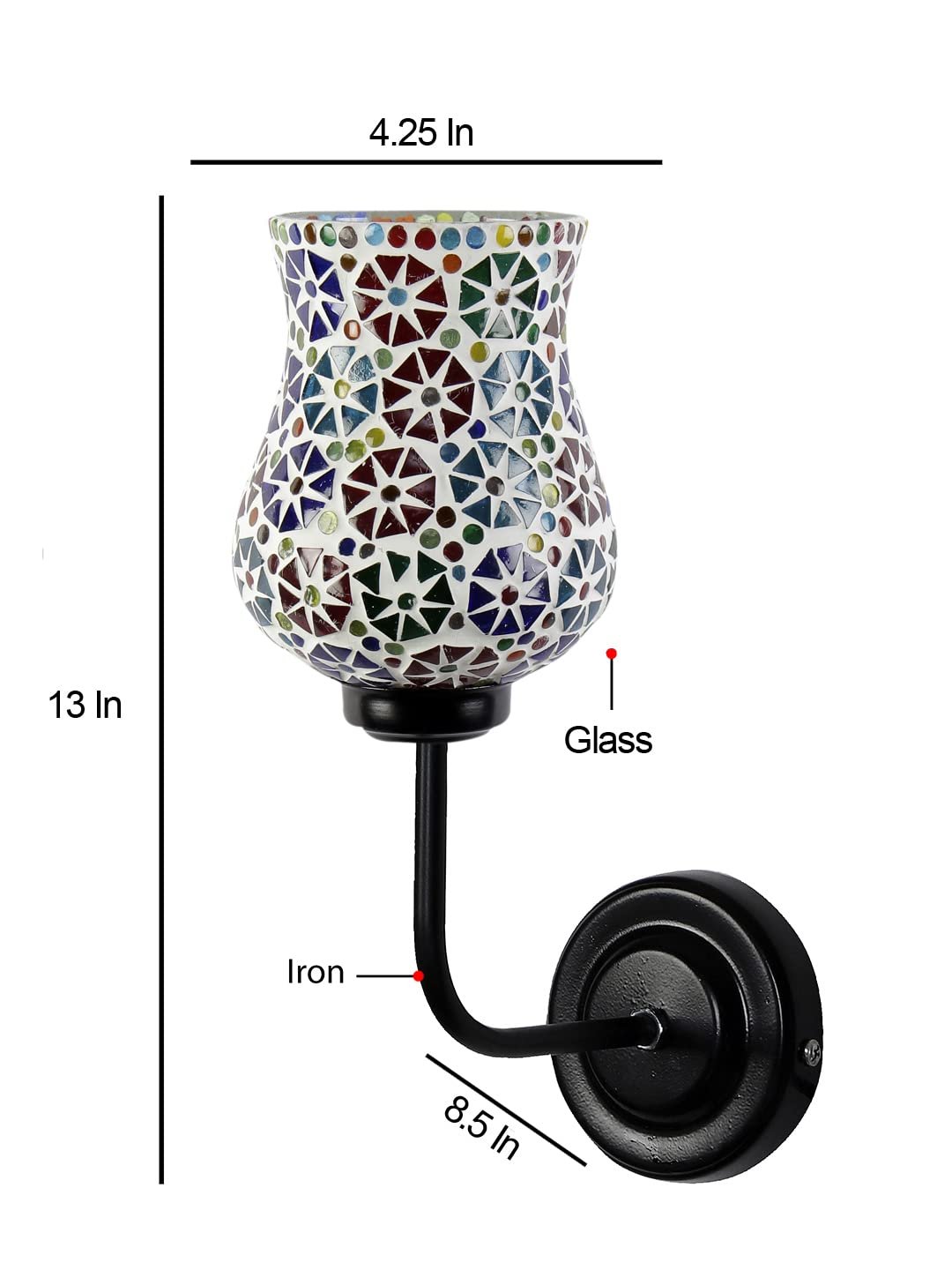 Multicolor Wall Lamp | Elegant Mosaic Glass & Wood Design | Stylish Ambient Light for Home, Office, Living Room, Bedroom, Hallway | Modern Decorative Wall Sconce - Model DGJ11