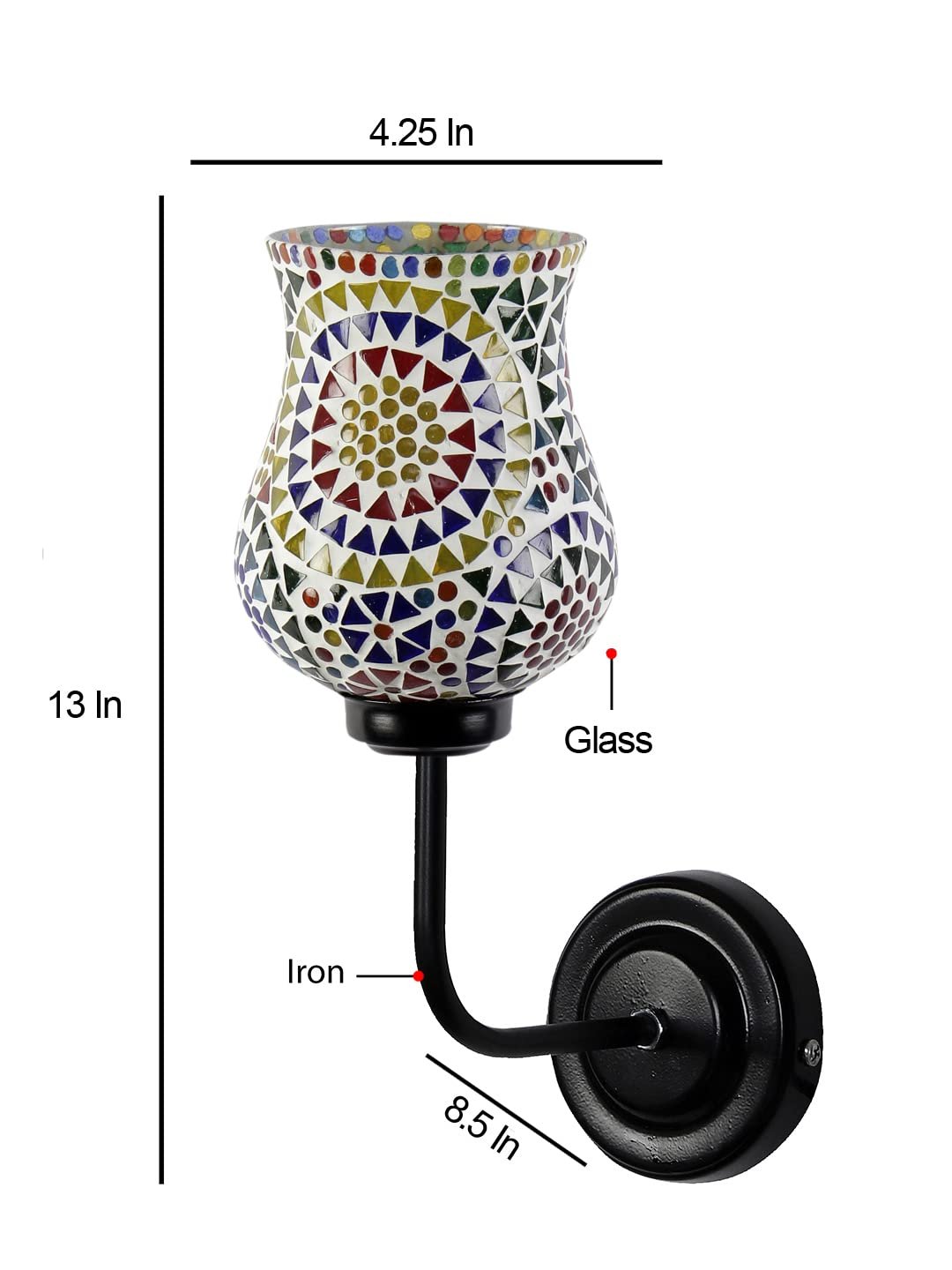 Multicolor Wall Lamp | Elegant Mosaic Glass & Wood Design | Stylish Ambient Light for Home, Office, Living Room, Bedroom, Hallway | Modern Decorative Wall Sconce - Model DGJ12