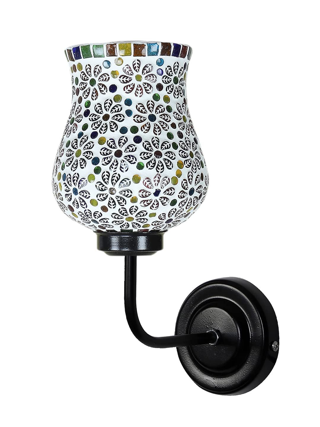 Multicolor Wall Lamp | Elegant Mosaic Glass & Wood Design | Stylish Ambient Light for Home, Office, Living Room, Bedroom, Hallway | Modern Decorative Wall Sconce - Model DGJ14