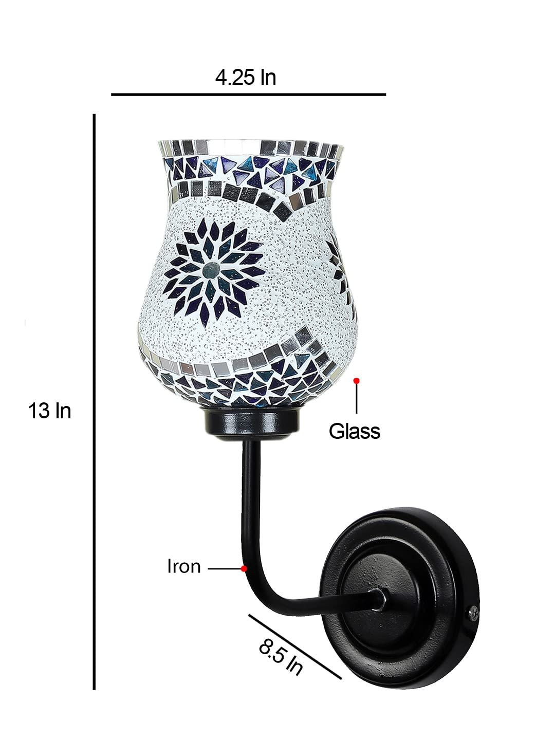 Multicolor Wall Lamp | Elegant Mosaic Glass & Wood Design | Stylish Ambient Light for Home, Office, Living Room, Bedroom, Hallway | Modern Decorative Wall Sconce - Model DGJ15