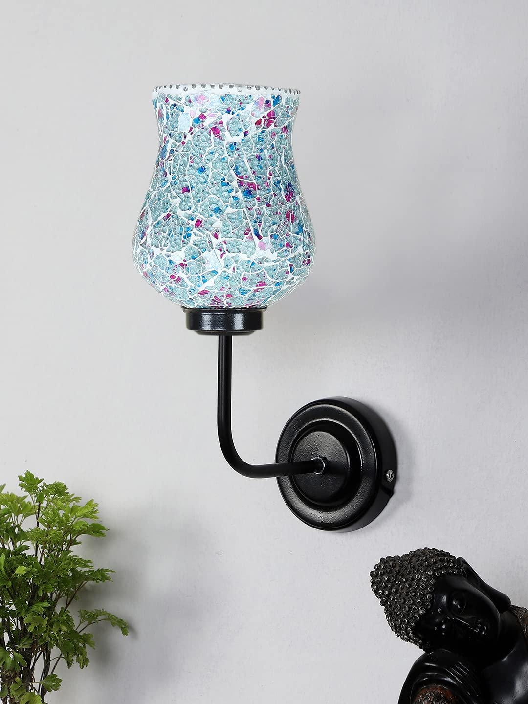Multicolor Wall Lamp | Elegant Mosaic Glass & Wood Design | Stylish Ambient Light for Home, Office, Living Room, Bedroom, Hallway | Modern Decorative Wall Sconce - Model DGJ16