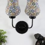 Multicolor Wall Lamp | Elegant Mosaic Glass & Wood Design | Stylish Ambient Light for Home, Office, Living Room, Bedroom, Hallway | Modern Decorative Wall Sconce – Model DGJ19