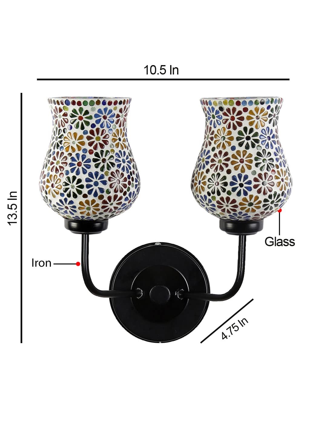 Multicolor Wall Lamp | Elegant Mosaic Glass & Wood Design | Stylish Ambient Light for Home, Office, Living Room, Bedroom, Hallway | Modern Decorative Wall Sconce - Model DGJ19