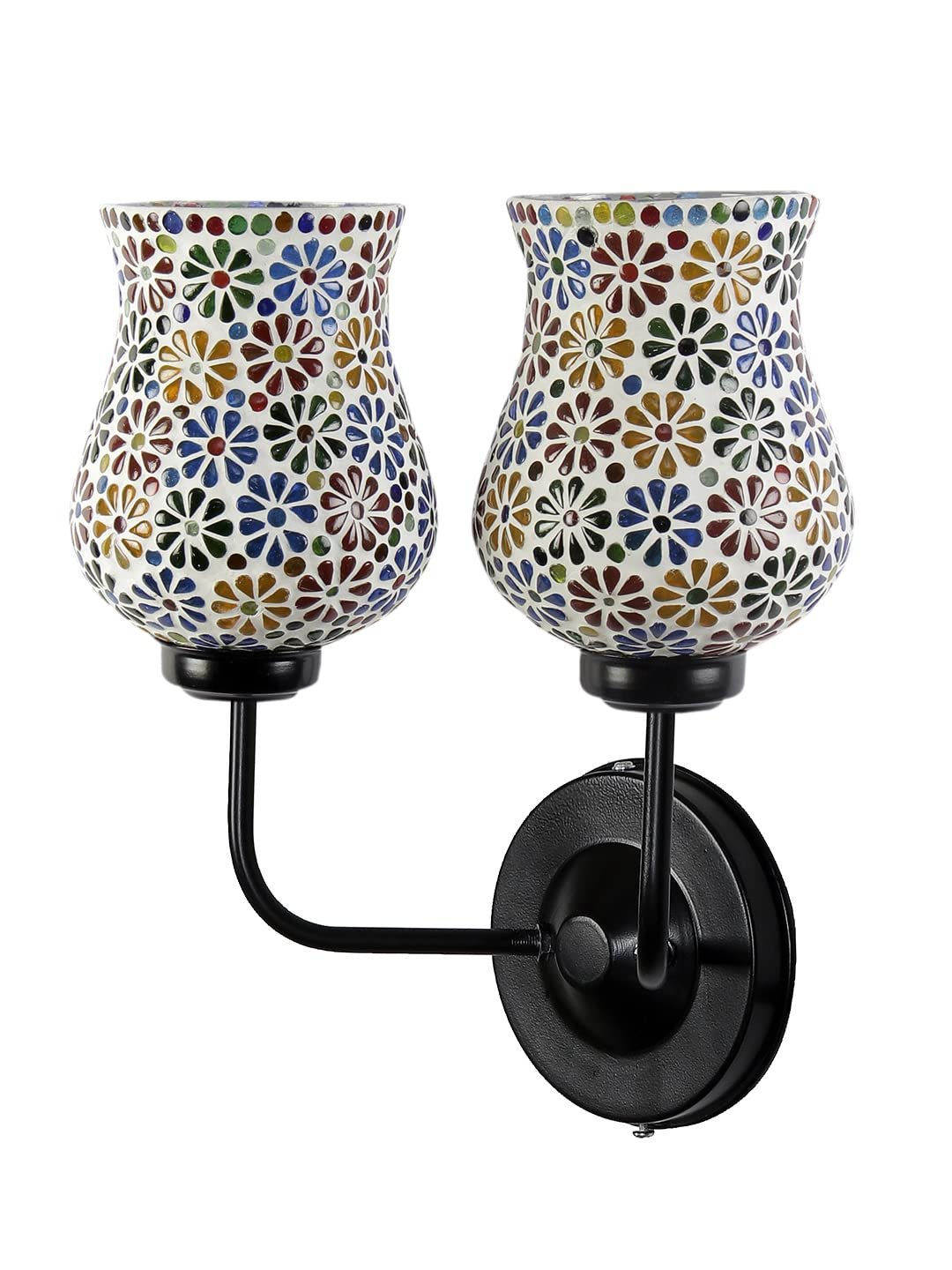 Multicolor Wall Lamp | Elegant Mosaic Glass & Wood Design | Stylish Ambient Light for Home, Office, Living Room, Bedroom, Hallway | Modern Decorative Wall Sconce - Model DGJ19